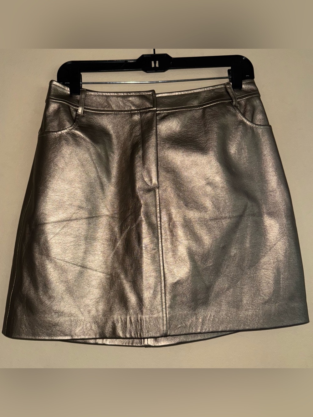 BCBGeneration Bronze Metallic Faux Leather Mini Skirt Size S NWT!